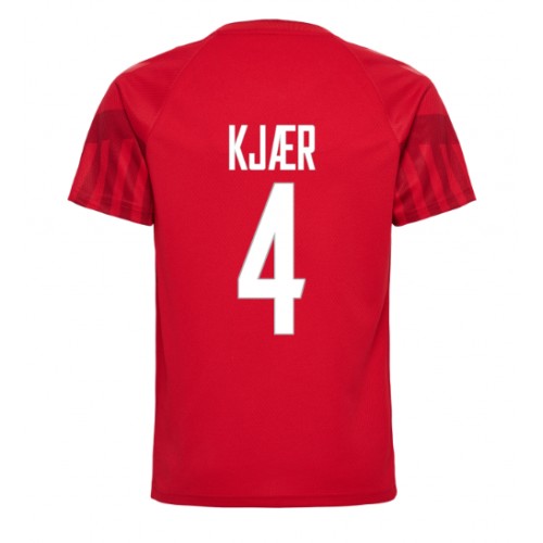 Fotballdrakt Herre Danmark Simon Kjaer #4 Hjemmedrakt VM 2022 Kortermet